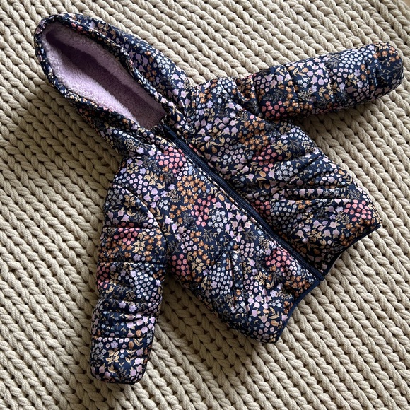 Carters 4T Floral Hooded Puffer Jacket - Picture 3 of 7